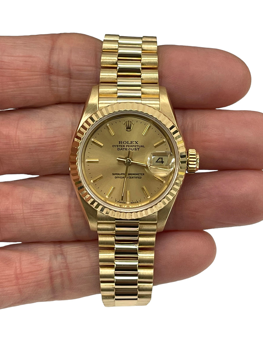 Rolex Lady's Datejust President Watch Champagne Stick Dial Ref