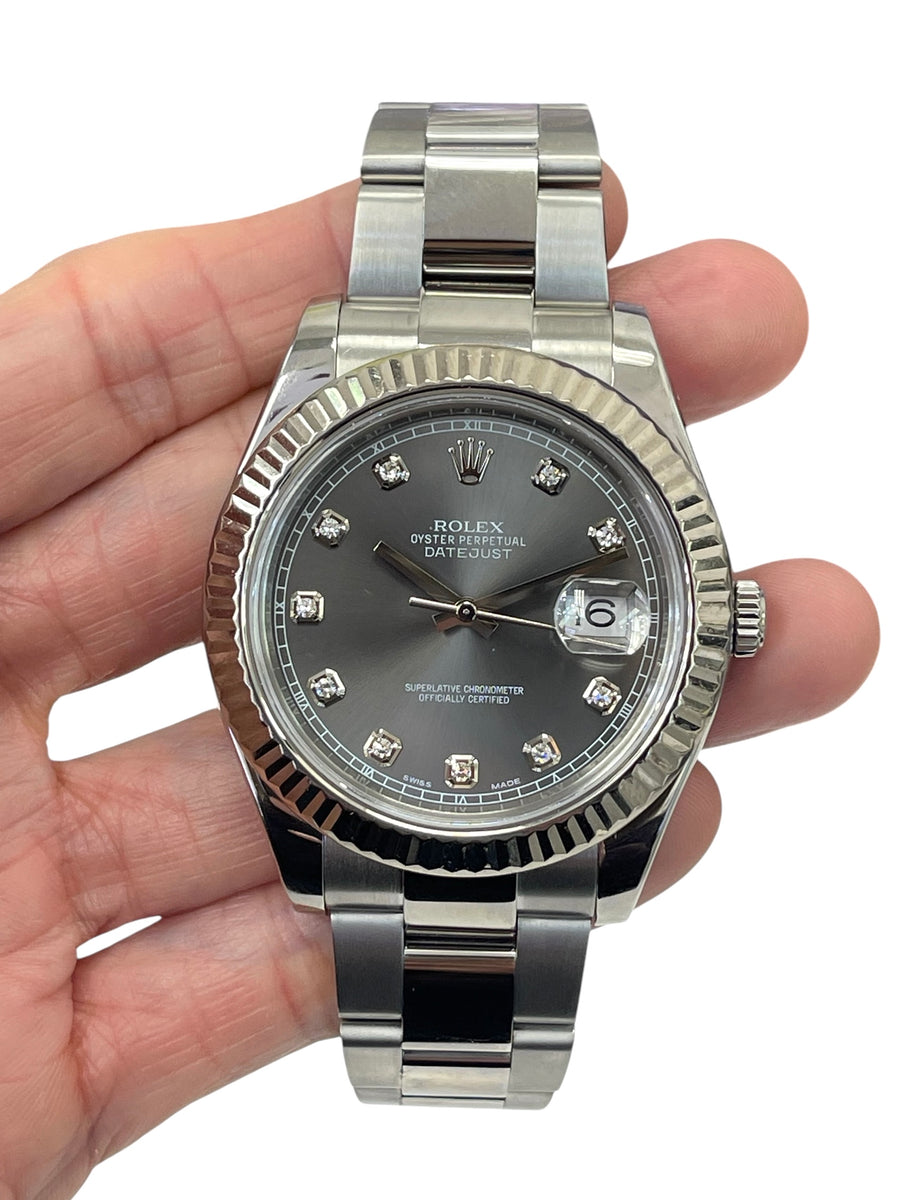 Rolex Datejust II Rhodium Diamond Dial 41mm Reference 116334 – NGDC.LA
