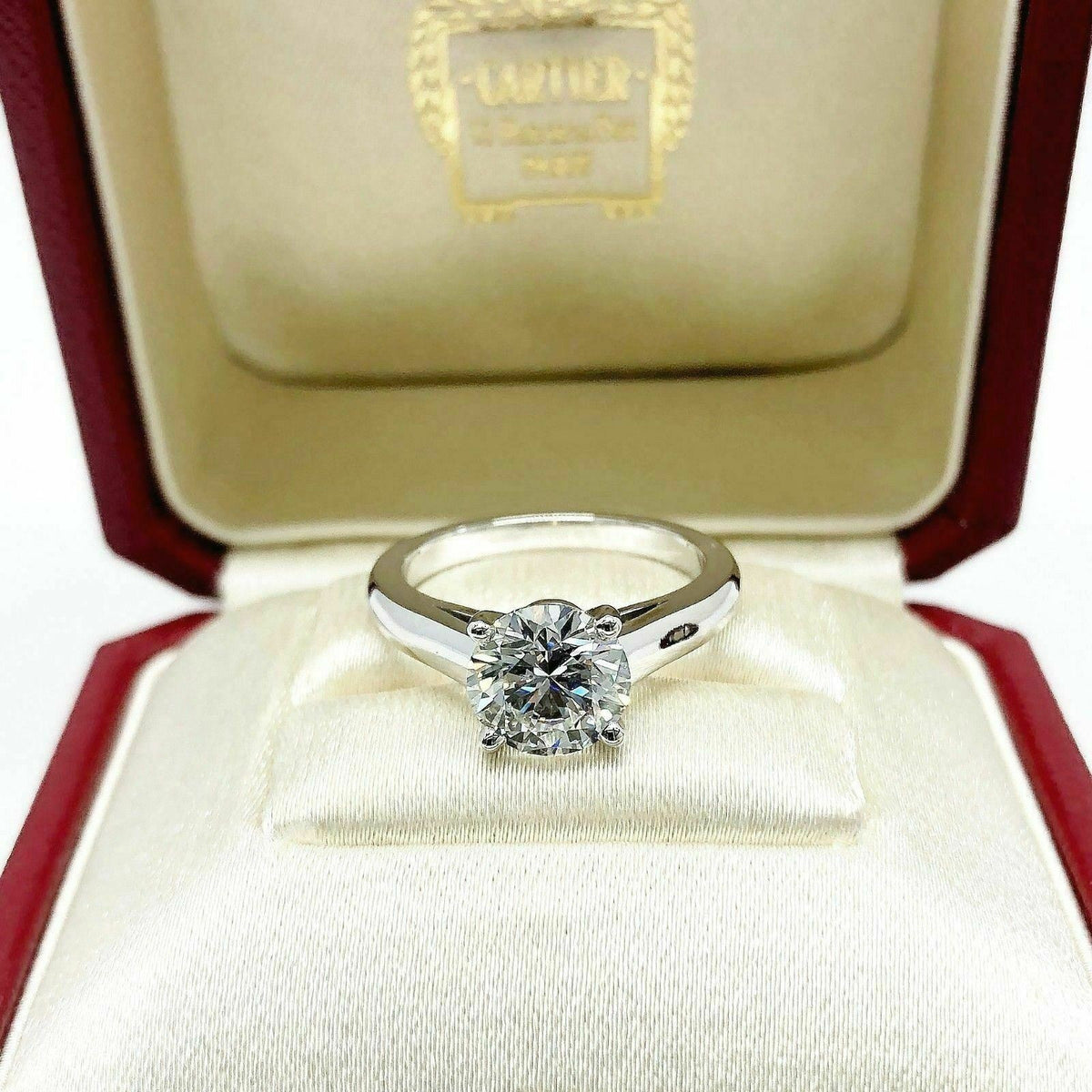 Original Cartier Platinum Ring 2.14 Carats GIA G VS1 Round