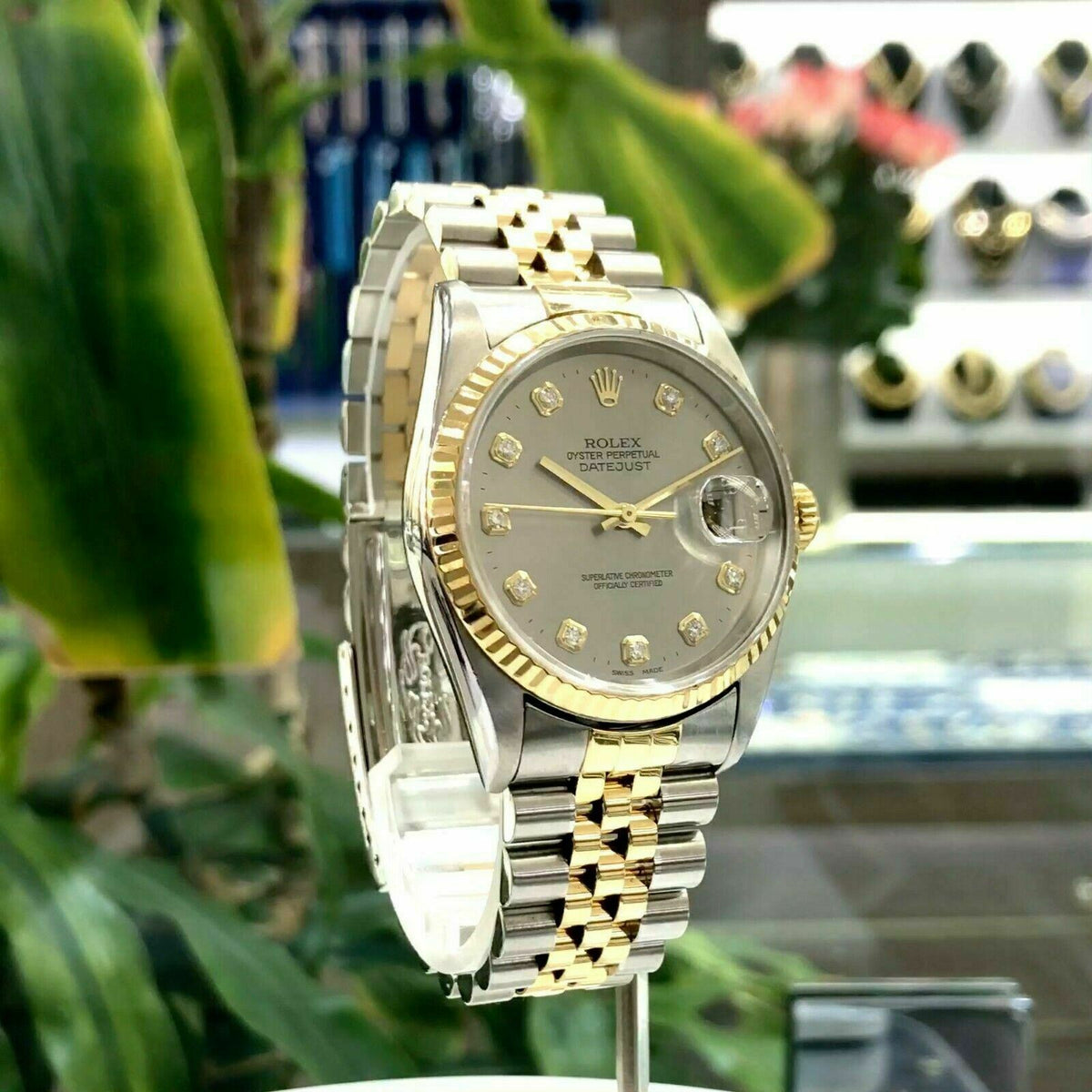 Rolex datejust best sale with diamond dial