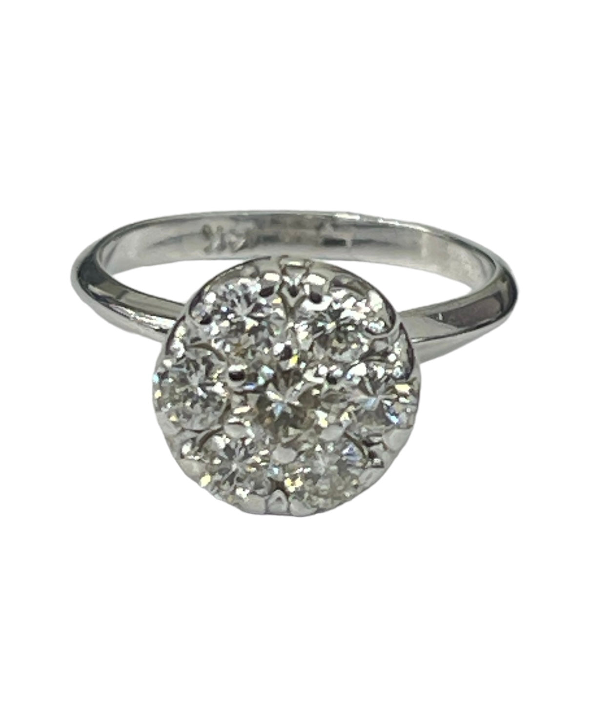 Round Brilliant Flower Cluster Diamond Ring White Gold 14kt