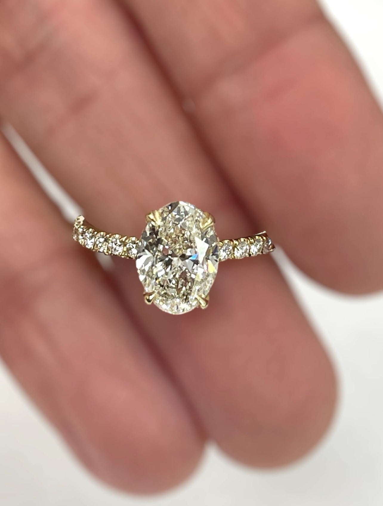 Oval Brilliant Under Halo Diamond Engagement Ring GIA Certified Yellow Gold