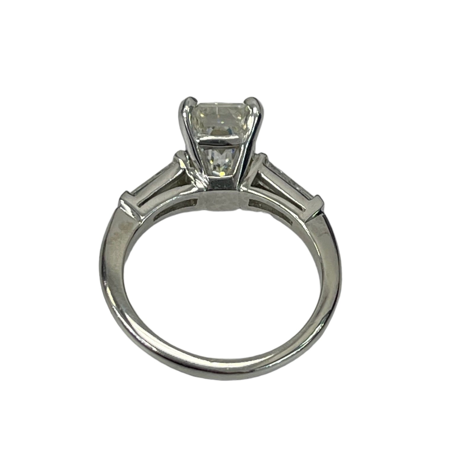 Emerald Diamond Three Stone Engagement Ring GIA Certified Plat