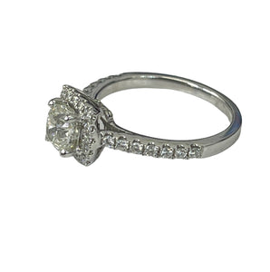 Cushion Brilliant Diamond Engagement Ring Halo Setting White Gold