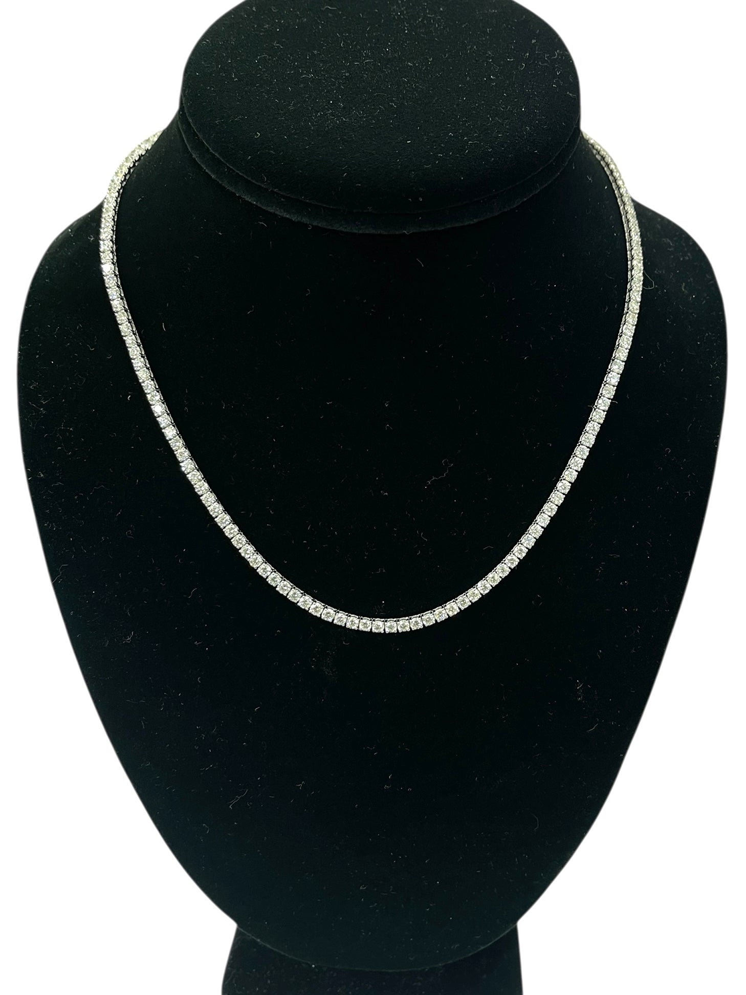 Round Brilliant Tennis Diamond Necklace Chain White Gold 14kt