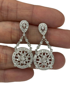 Dream Catcher Dangling Diamond Earrings White Gold 18kt