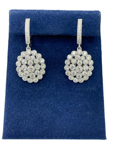 Bubble Flower Dangling Diamond Earrings White Gold 18kt