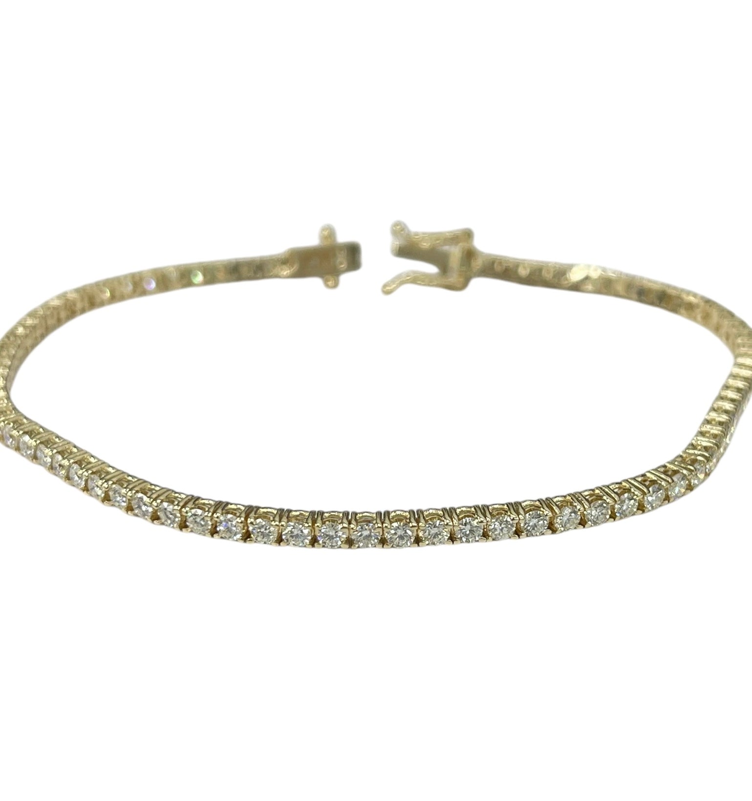 Round Brilliant Diamond Tennis Bracelet Yellow Gold 14kt