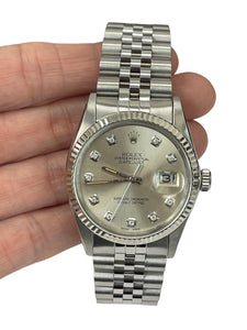 Rolex Datejust 36mm Custom Silver Diamond Dial 16014
