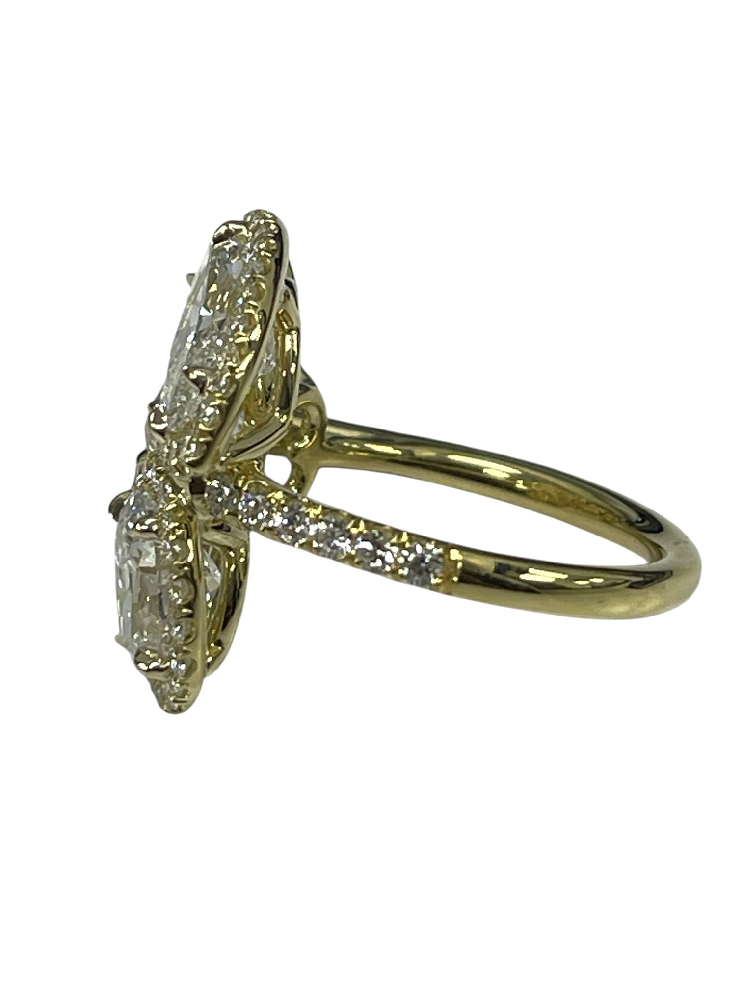 Custom Three Stone Heart, Oval and Marquise Diamond Ring GIA