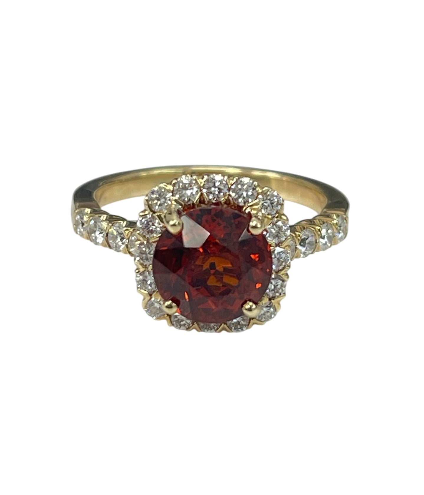 Spessartite Garnet Diamond Ring Yellow Gold 14kt