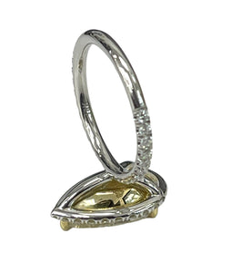 Halo Pear Brilliant Fancy Yellow Diamond Engagement Ring 18kt