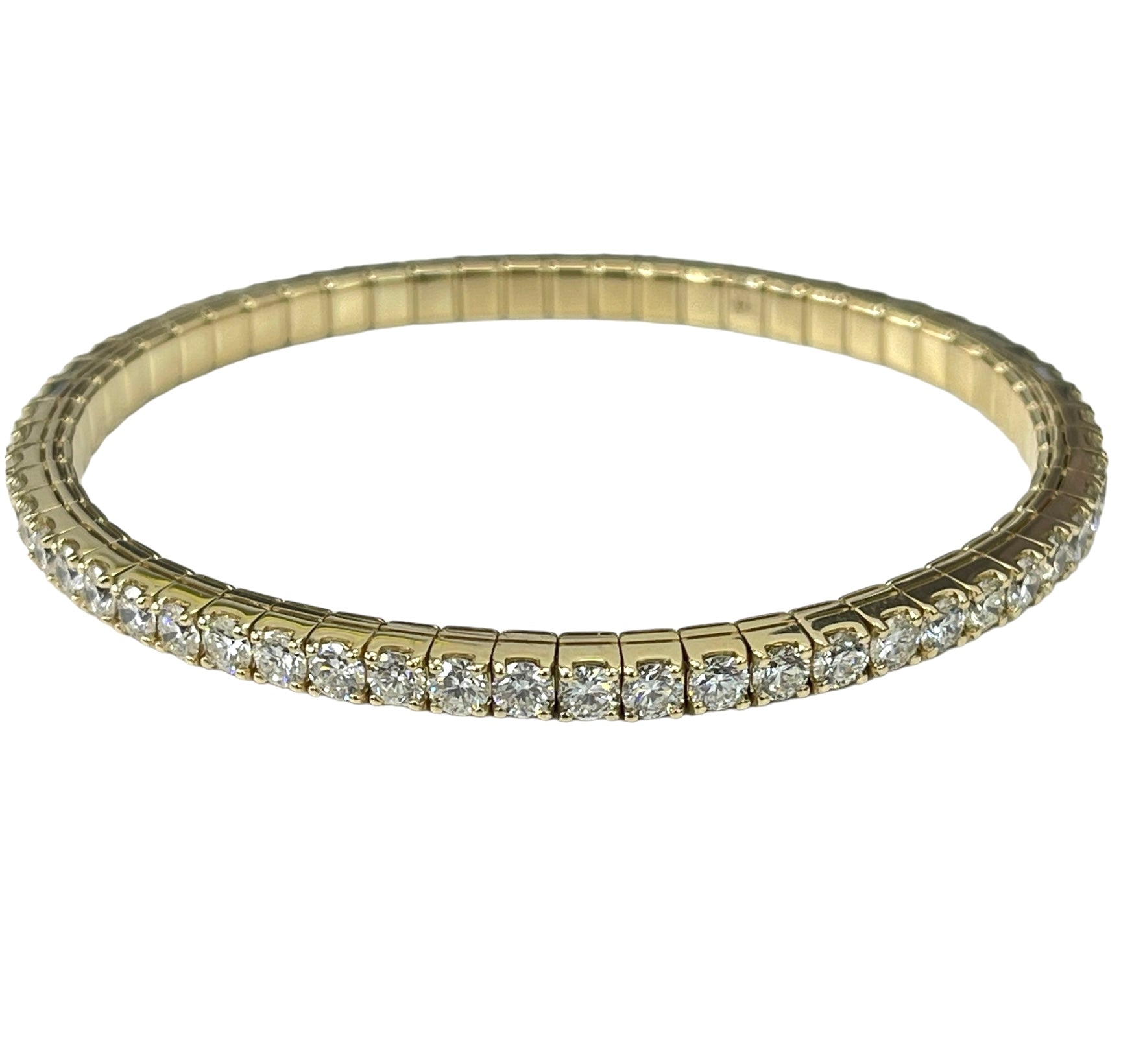 Flexible Tennis Bracelet Round Brilliants Diamond Yellow Gold 14kt