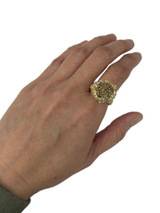 Ladies Nugget Sapphire Yellow Gold Ring 14kt