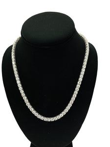 Round Brilliant Diamond Tennis Necklace Chain 14kt White Gold