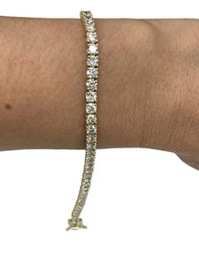 Round Brilliants Tennis Diamond Bracelet 7.62 Carats Yellow Gold