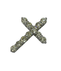 Round Brilliant Diamond Cross Pendant White Gold 14kt