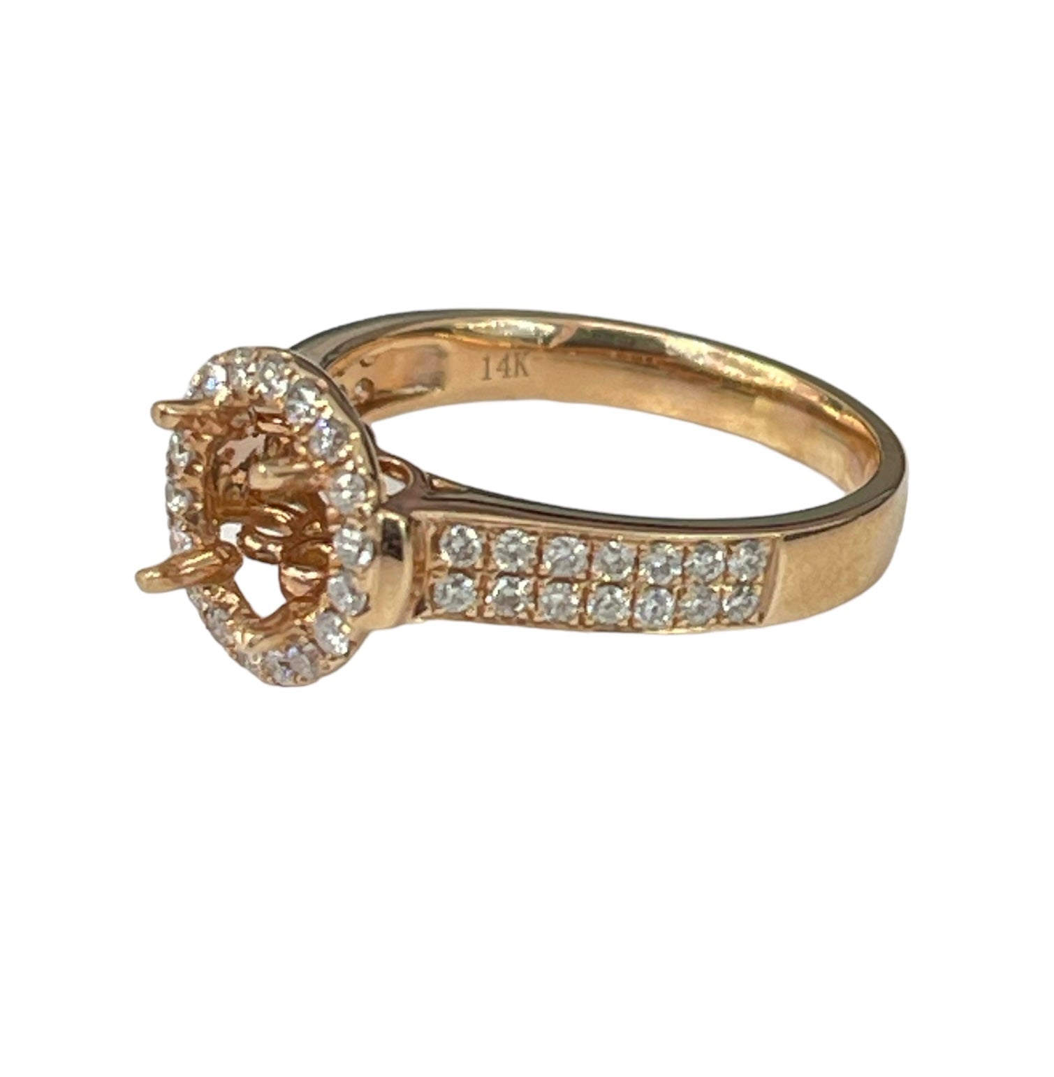 4 Prong Semi-Mounting Halo Diamond Ring 14kt Rose Gold