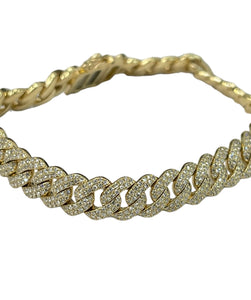 Cuban Link Diamond Bracelet Round Brilliants 3.04 Carats Yellow Gold