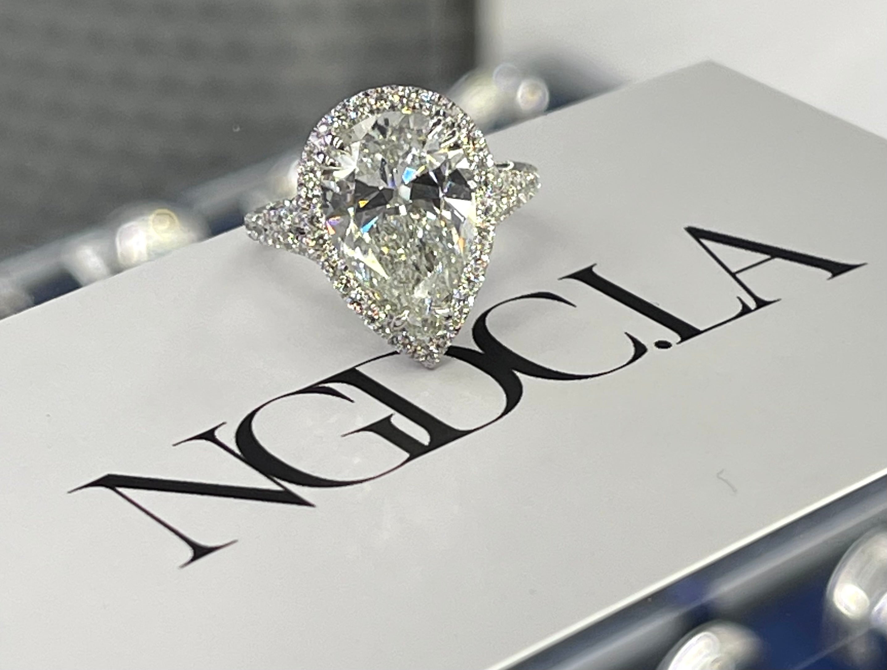 Pear Brilliant Engagement Diamond Ring 5.08 Carats EGL-USA Certified Platinum