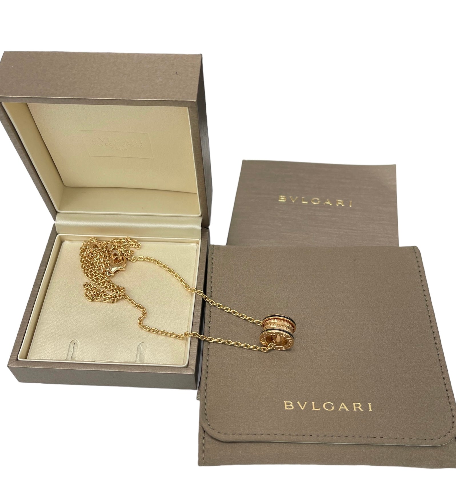 BVLGARI 18K Rose Gold B-zero Pendant Chain Necklace