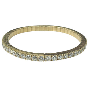 Round Brilliant Diamonds Flexible Bangle Bracelet Yellow Gold 14kt