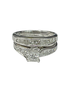 Princess Cut Diamond Engagement Ring Set White Gold 14kt