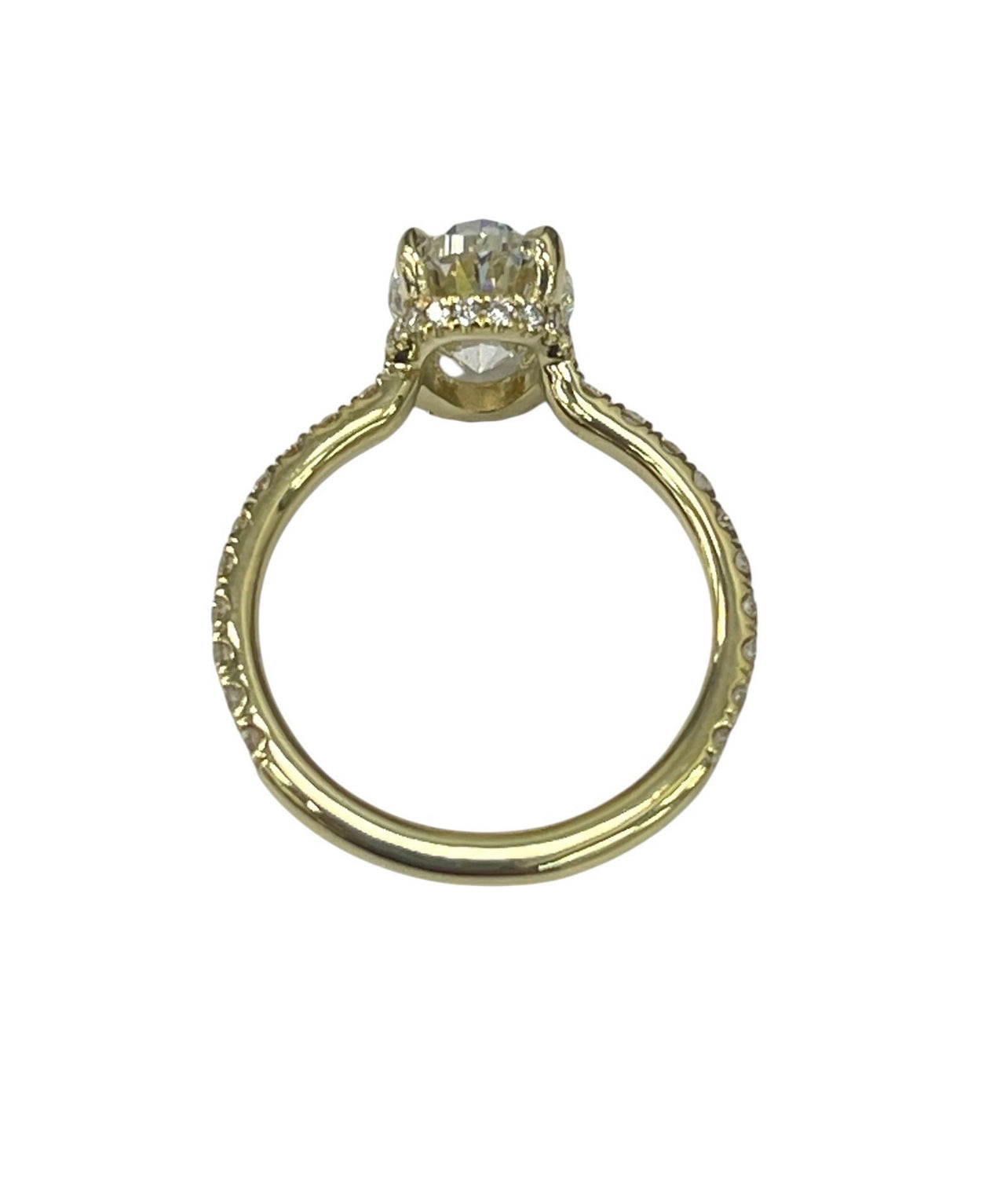 Oval Brilliant Under Halo Diamond Engagement Ring GIA Certified Yellow Gold