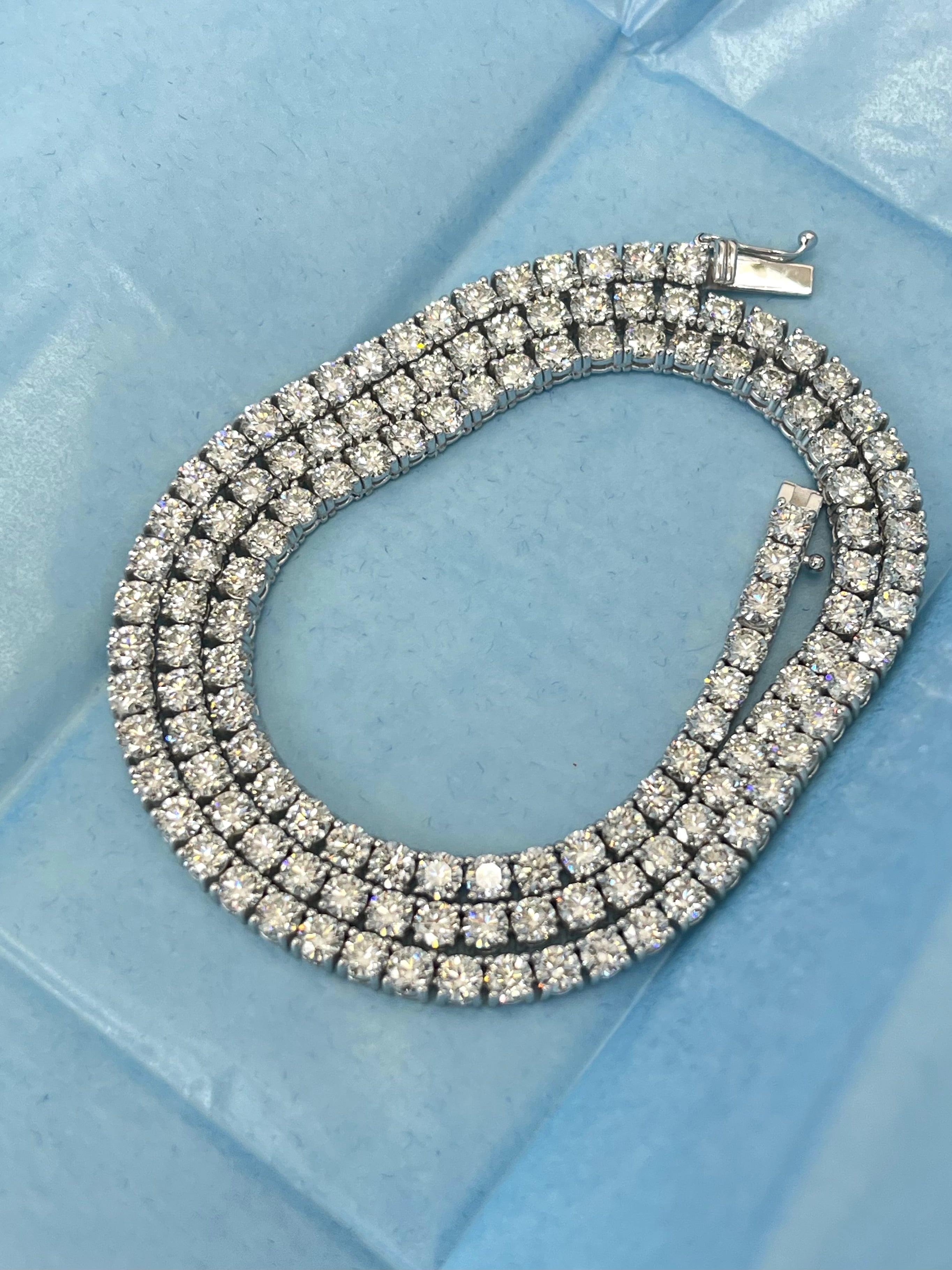 Line Tennis Necklace Chain Collection Diamonds 19.67 Carats White Gold