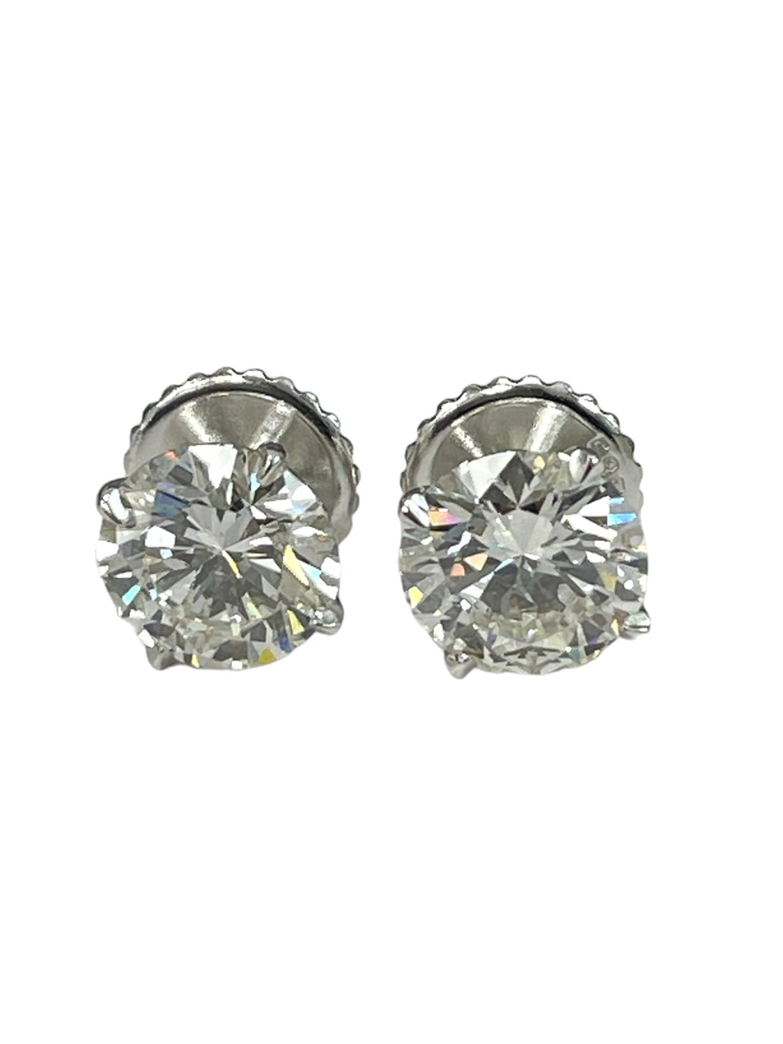 4.54 Carats GIA Certified Round Brilliants Diamond Stud Earrings White Gold