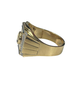 Mens 14kt Yellow Gold Ring Band With Zirconia Accents