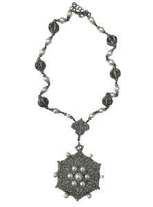 Antique Inspired Gala Diamond Necklace 14KT Black Rhodium Finish