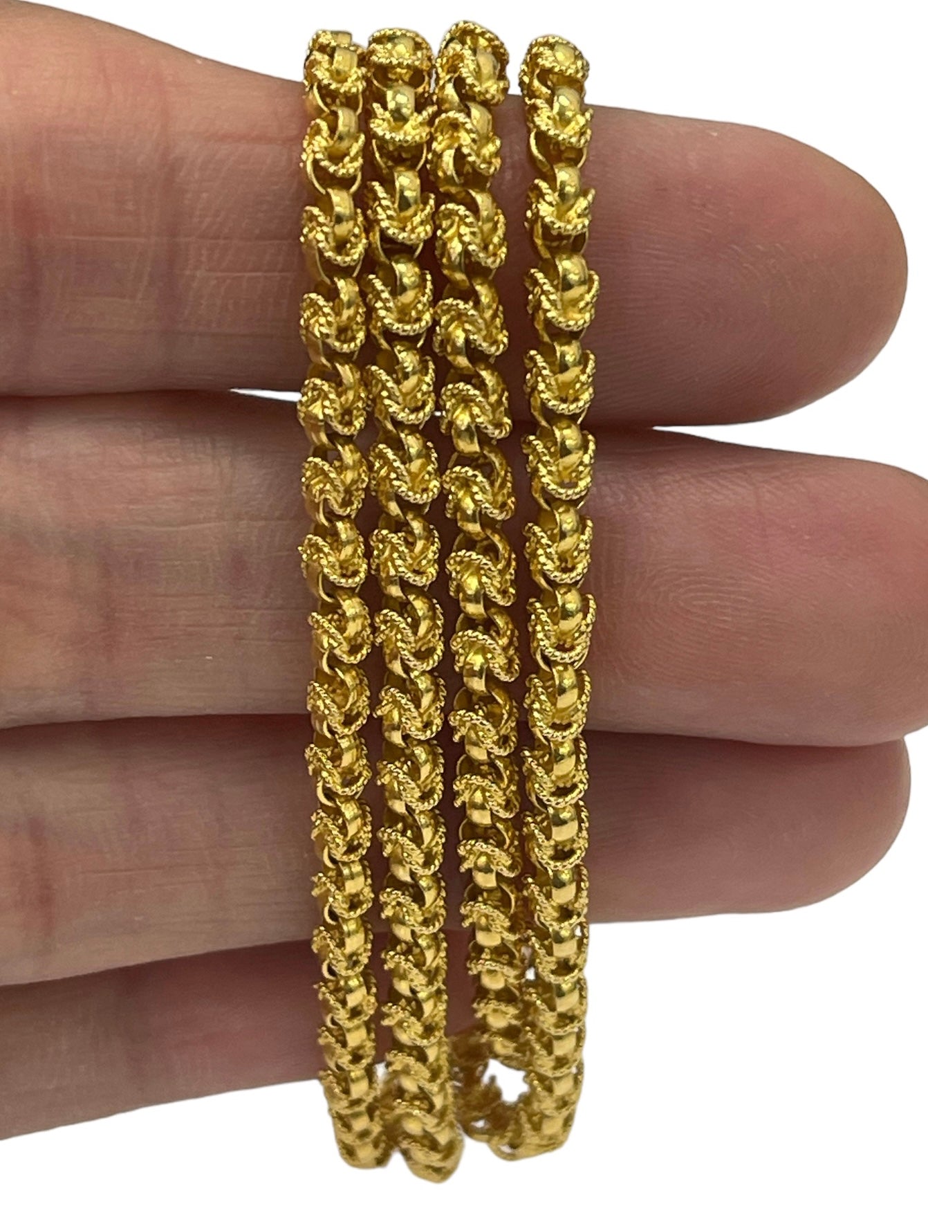 Flower Bud Yellow Gold Necklace Chain 21" Solid 18kt