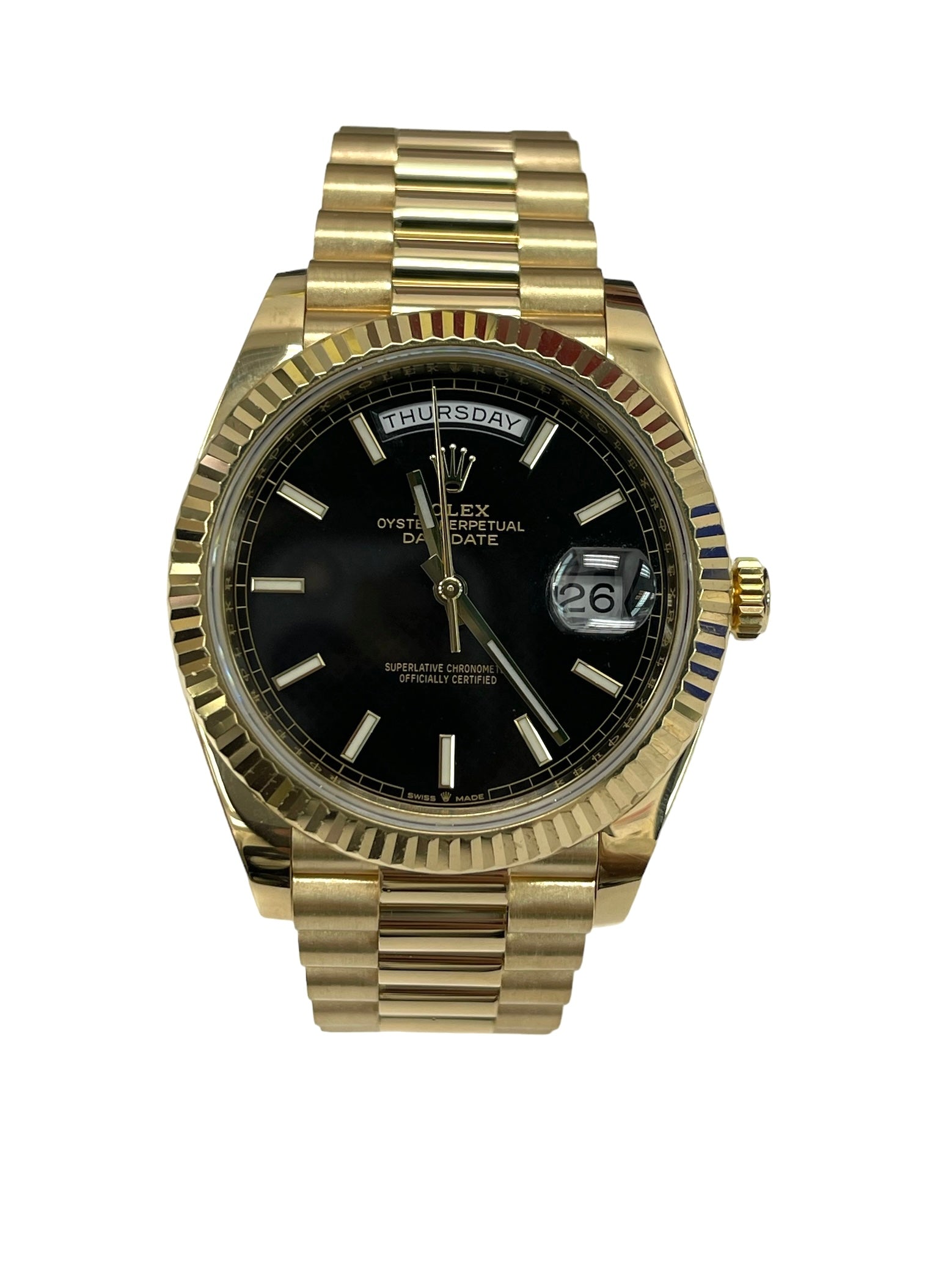 Rolex President Day Date 40mm Black Stick Dial 228238
