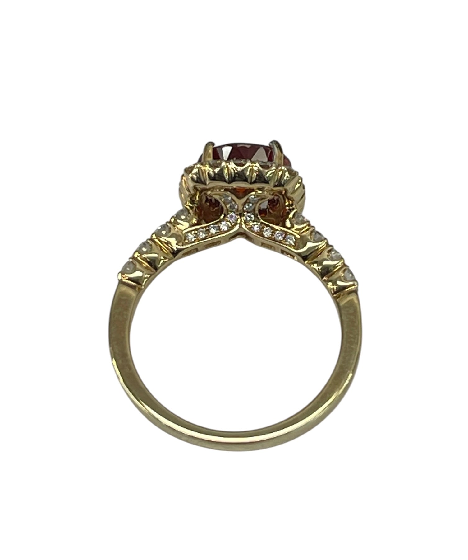 Spessartite Garnet Diamond Ring Yellow Gold 14kt