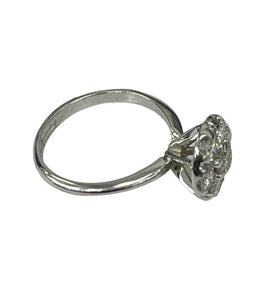 Round Brilliant Flower Cluster Diamond Ring White Gold 14kt