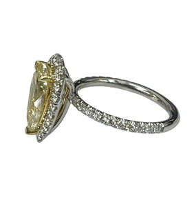 Halo Pear Brilliant Fancy Yellow Diamond Engagement Ring 18kt