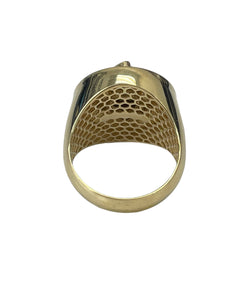 Mens Lion Head Yellow Gold Ring Band