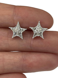 Special Shield Cut Natural Diamond Illusion Star Earrings White Gold 18kt