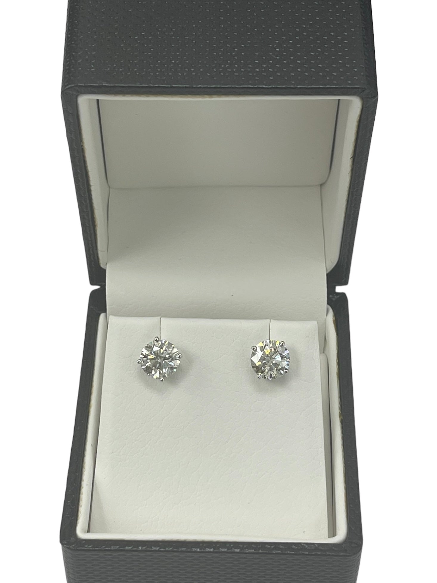 Stud Diamond Earrings GIA Certified White Gold 3.02 CTW