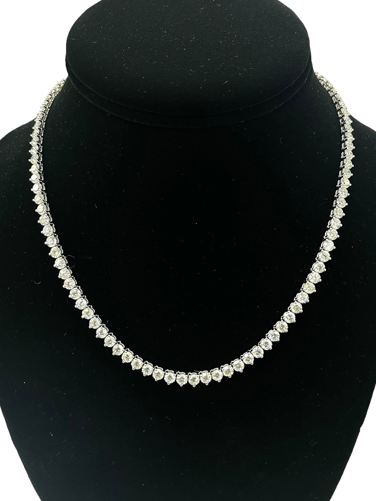 Three Prong Diamond Tennis Necklace Chain White Gold