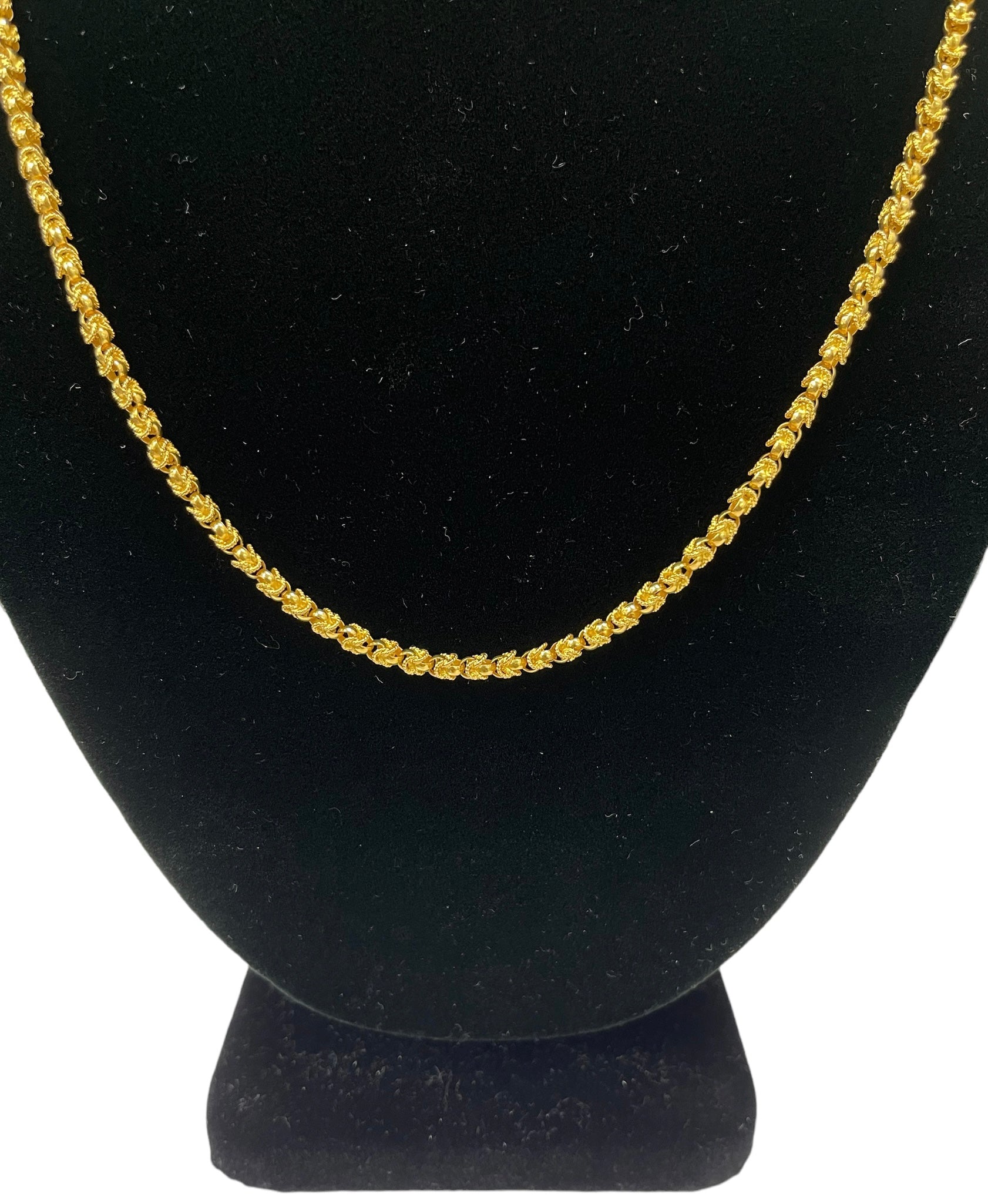 Flower Bud Yellow Gold Necklace Chain 21" Solid 18kt