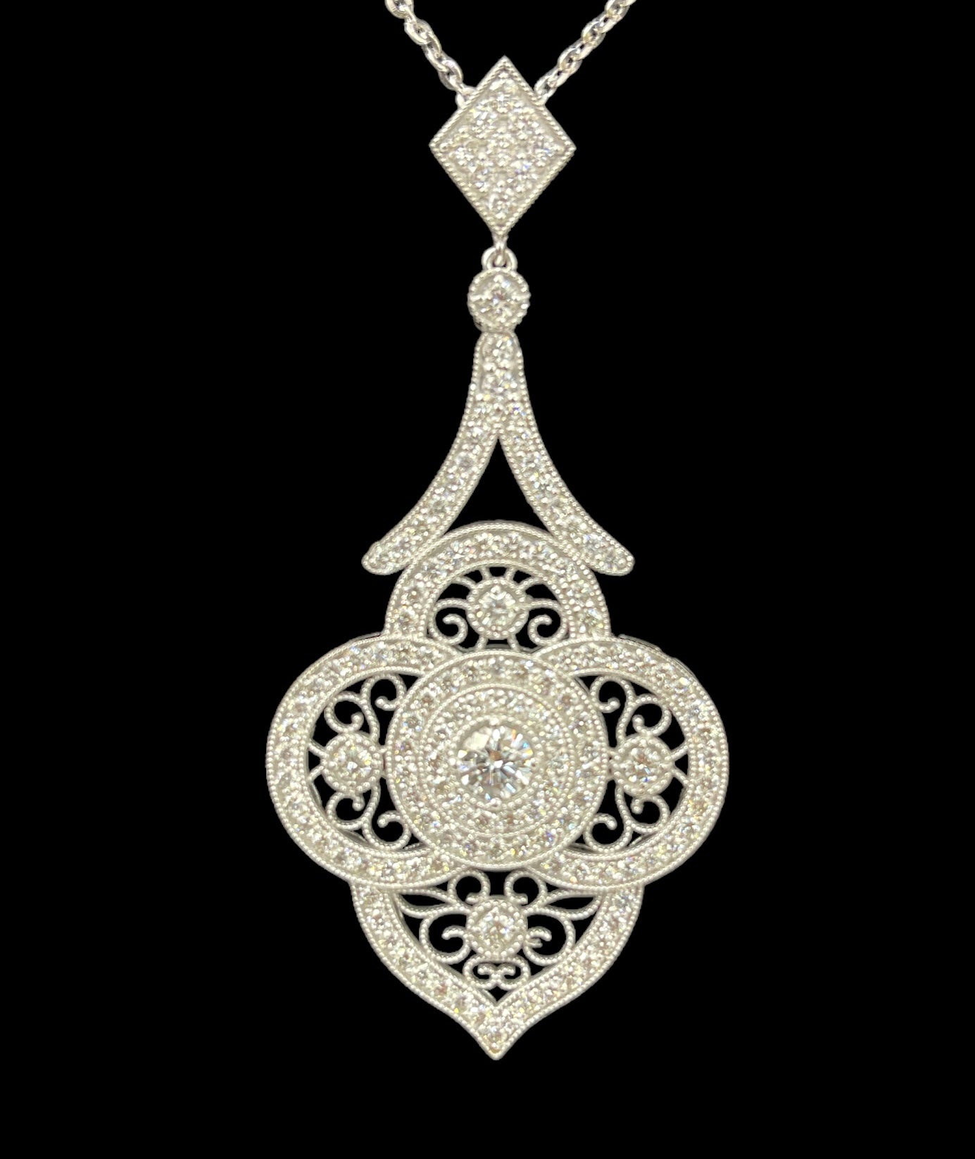 Dream Catcher Diamond Pendant Necklace White Gold 18kt