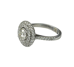 Round Brilliant Diamond Engagement Ring Double Halo White Gold