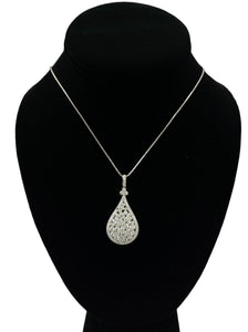 Drop Round Brilliant Diamond Pendant Necklace Chain White Gold 18kt