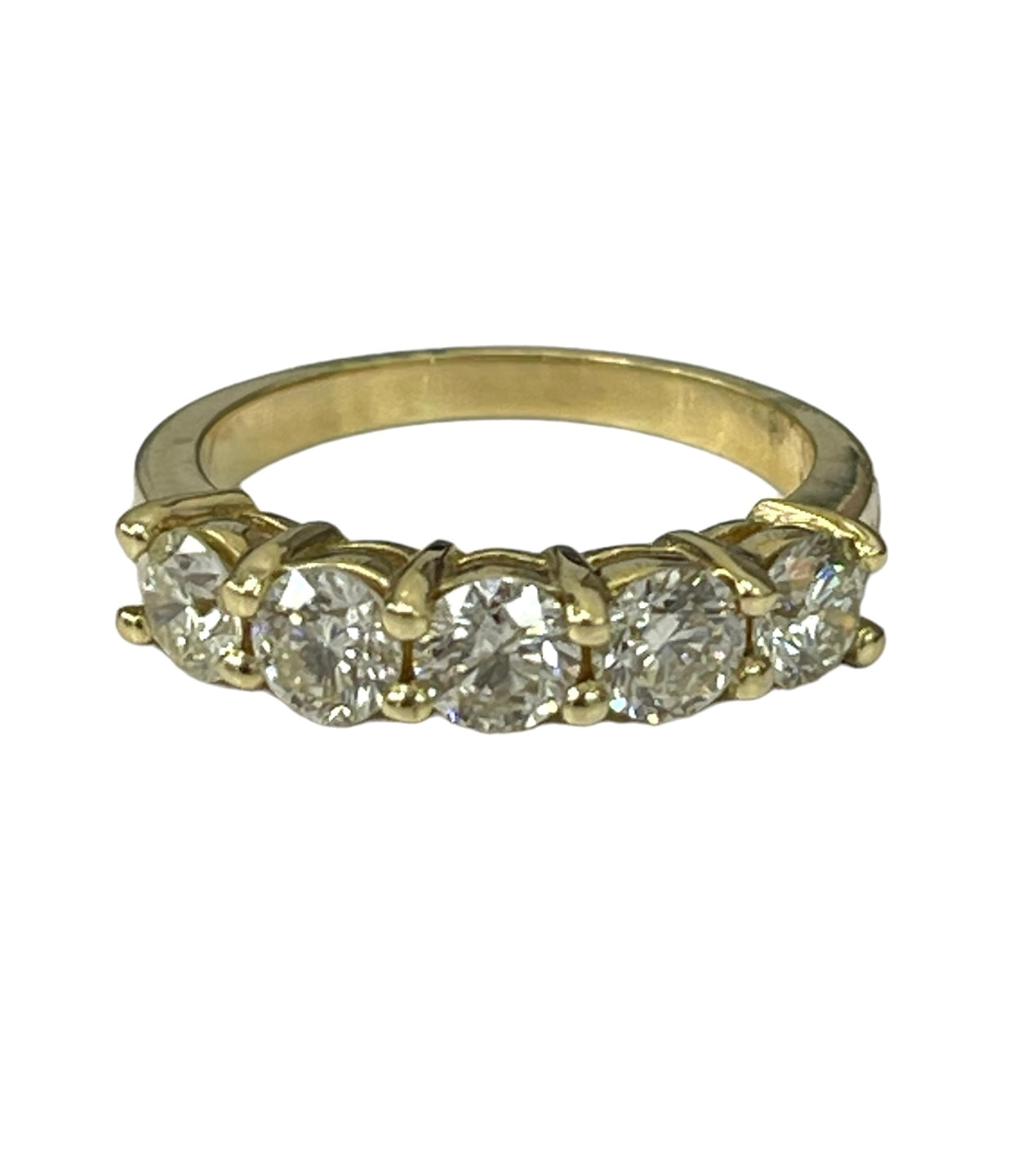 Five Stone Round Brilliant Diamond Anniversary Ring Yellow Gold 14kt
