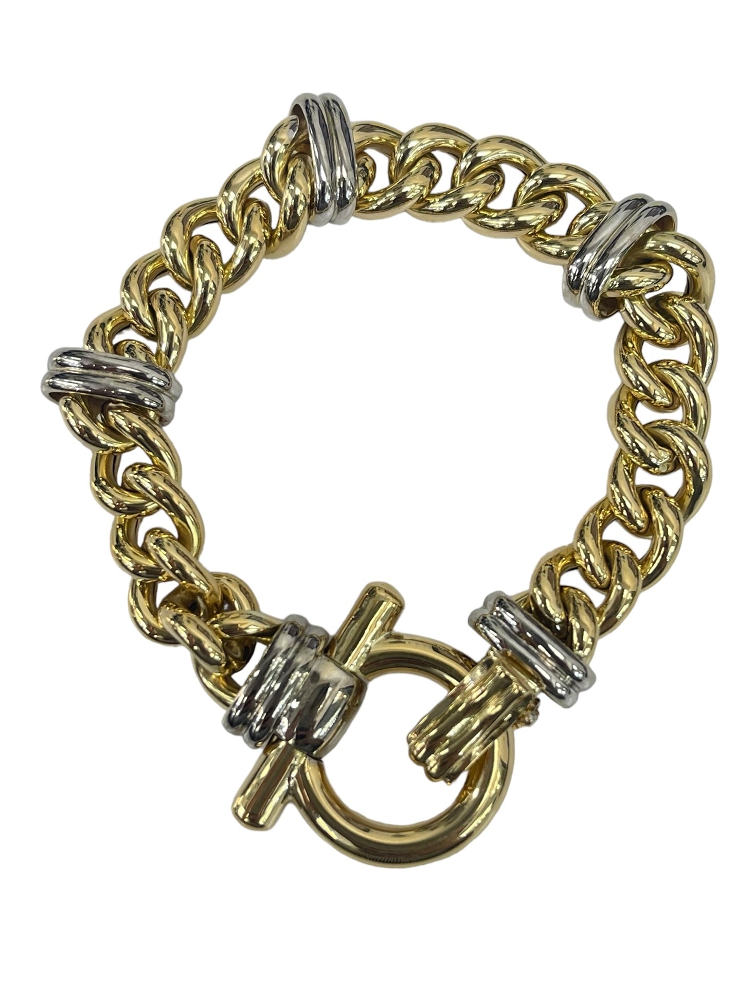 Toggle Bracelet Yellow Gold 18kt ITALY Two Tone