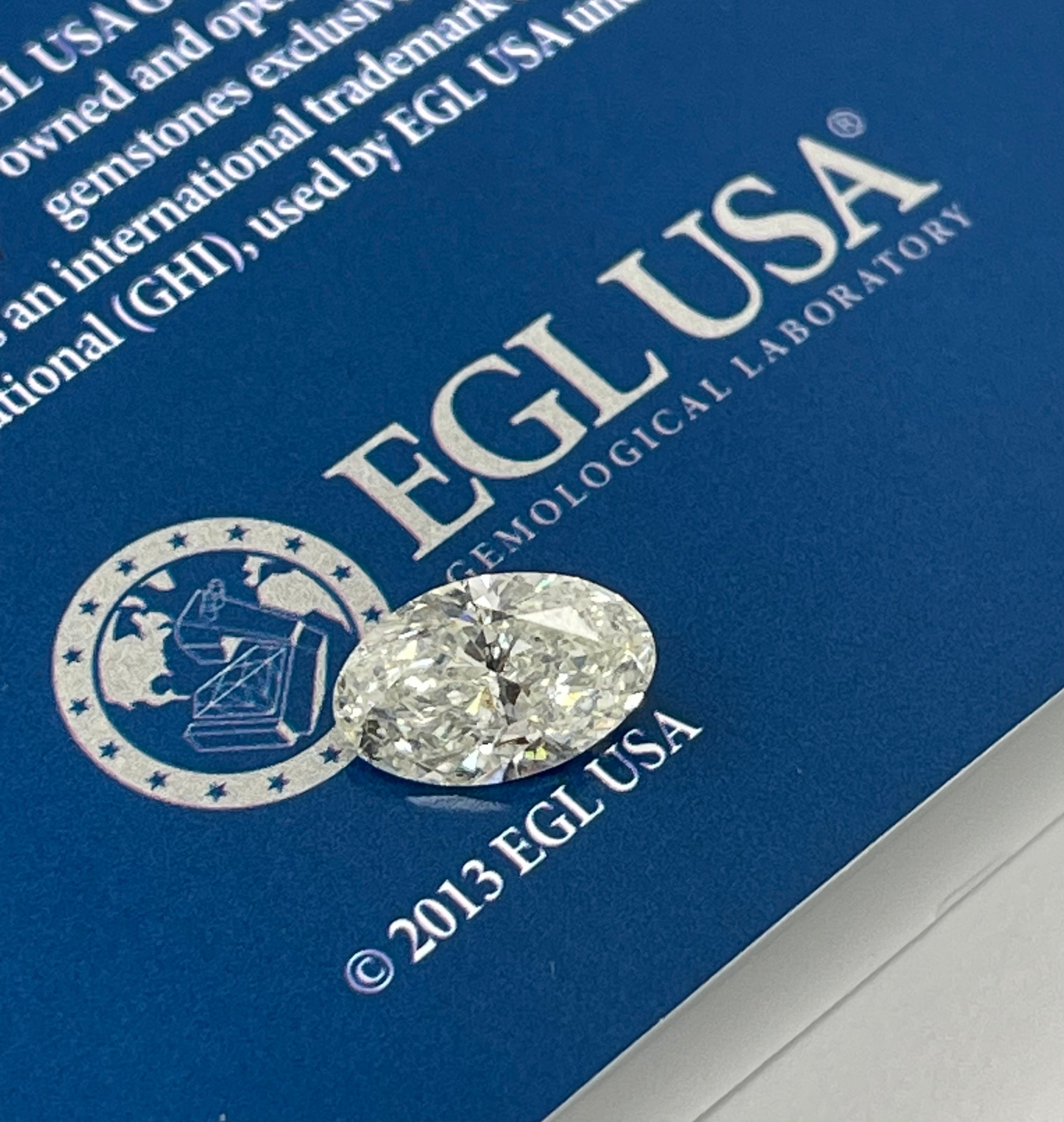 2.01 Carats H-SI3 Oval Brilliants Diamond EGL-USA Certified FREE SETTING