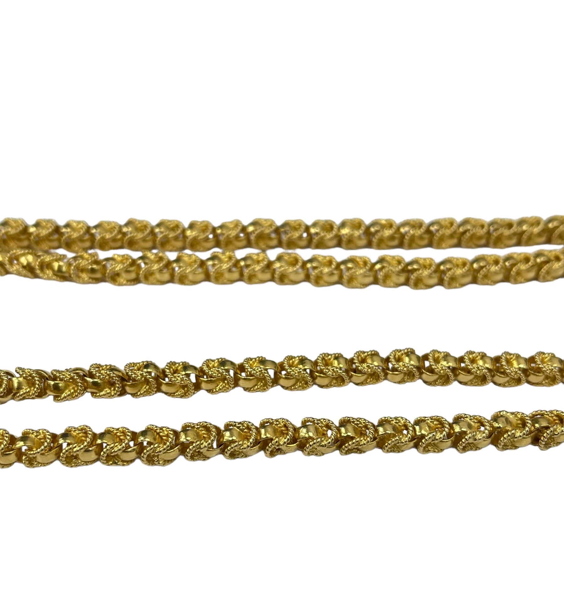 Flower Bud Yellow Gold Necklace Chain 34" Solid 18kt