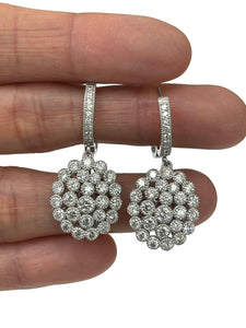 Bubble Flower Dangling Diamond Earrings White Gold 18kt